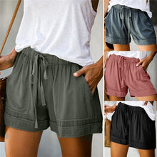 Load image into Gallery viewer, Summer Women Solid high Wasit Casual Shorts Fashion Lady Street Shopping Straight Pockets Short Trousers Bottoms