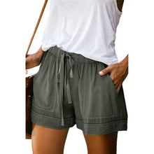 Load image into Gallery viewer, Summer Women Solid high Wasit Casual Shorts Fashion Lady Street Shopping Straight Pockets Short Trousers Bottoms
