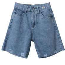 Load image into Gallery viewer, Streetwear Shorts Women Jeans Denim Knee Length Korean High Waisted Shorts Women Fitness Summer Mom Jeans Half Long Shorts