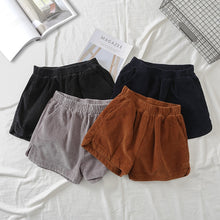 Load image into Gallery viewer, Loose Elastic High Waist Shorts Women Casual Autumn Winter Corduroy Shorts Pocket Short Mujer Trousers Women Black Shorts C5170
