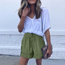 Load image into Gallery viewer, Summer Women Solid high Wasit Casual Shorts Fashion Lady Street Shopping Straight Pockets Short Trousers Bottoms
