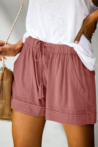 Summer Women Solid high Wasit Casual Shorts Fashion Lady Street Shopping Straight Pockets Short Trousers Bottoms