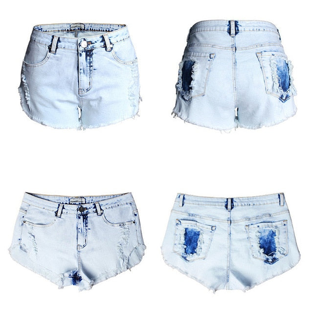 High Waist Denim Shorts For Women Ripped Hole Jeans Shorts Summer Moto Biker Shorts Punk Bleach Short Jeans Harajuku Streetwear