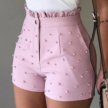 Load image into Gallery viewer, Women Summer High Waist Shorts Ladies Beading Frill Hem Casual Shorts Pantalones Cortos De Mujer 2020
