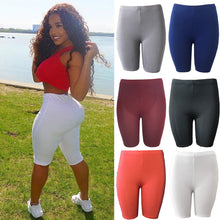 Load image into Gallery viewer, Women Summer Casual Solid Shorts Fitness Ladies Strench Casual Skinny High Waist High Elastic Shorts Cycling

