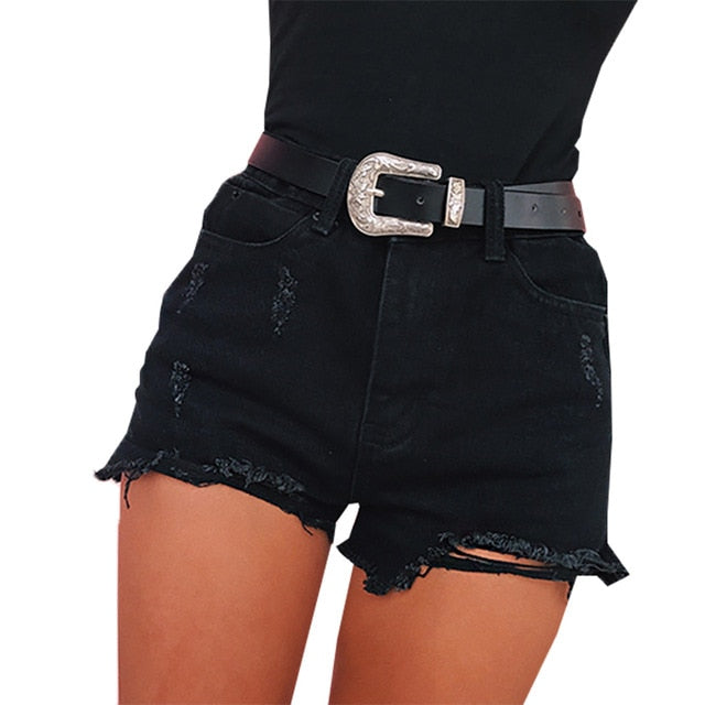 Women Ripped Frayed Hole Denim Shorts Summer High Waist Zipper Casual Loose Streetwear Sexy Ladies Jeans Hot Shorts 2020 Female