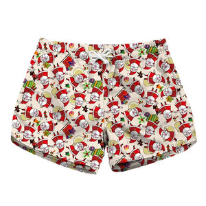 New Women's High Waist Shorts Summer Beach Style Casual Shorts Fruit Ice Cream Santa Claus Unicorn Shorts 3D Print Sweatpant